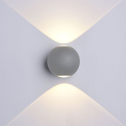 Εικόνα της ‎Led Επιτοίχιο Φωτιστικό Γκρί Στρογγυλό 6W Φυσικό Λευκό