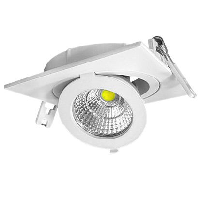 Εικόνα της LED COB Downlight Adjustable Τετράγωνο 12W Ψυχρό Λευκό