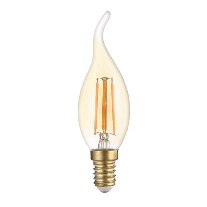 Εικόνα της Led Κερί Φλόγα T35 E14 Filament Gold Glass 4Watt Θερμό Λευκό