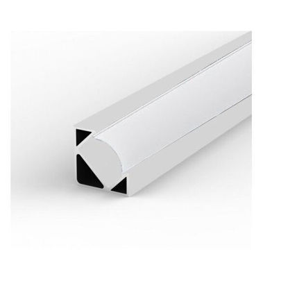 Εικόνα της Προφίλ Αλουμινίου Γωνιακό Λευκό Για LED Ταινίες L=2m 19x19mm Γαλακτερό Κάλυμμα