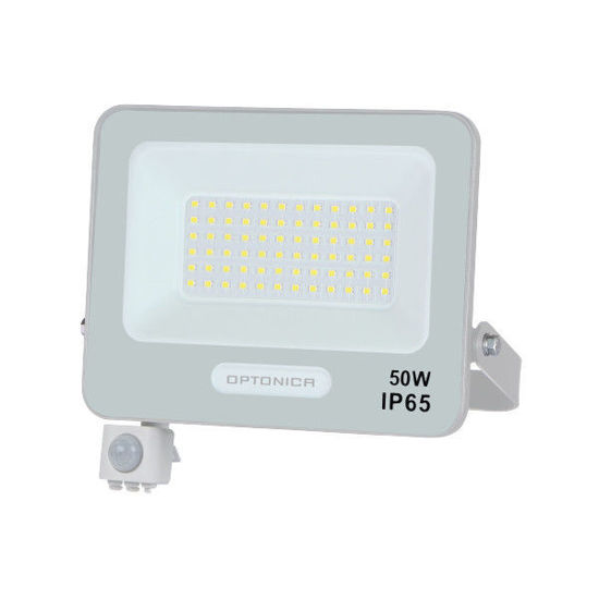 Εικόνα της Προβολέας Led Λευκός SMD 50W 120° IP65 με Ανιχνευτή Κίνησης Φυσικό Λευκό