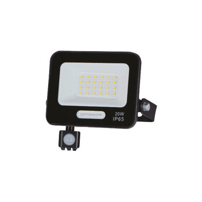 Εικόνα της Προβολέας Led Μαύρος SMD 20W 120° IP65 με Ανιχνευτή Κίνησης Φυσικό Λευκό