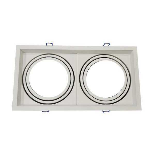 Βάση Σποτ Διπλή AR111 Τετράγωνο Κινητό Λευκή