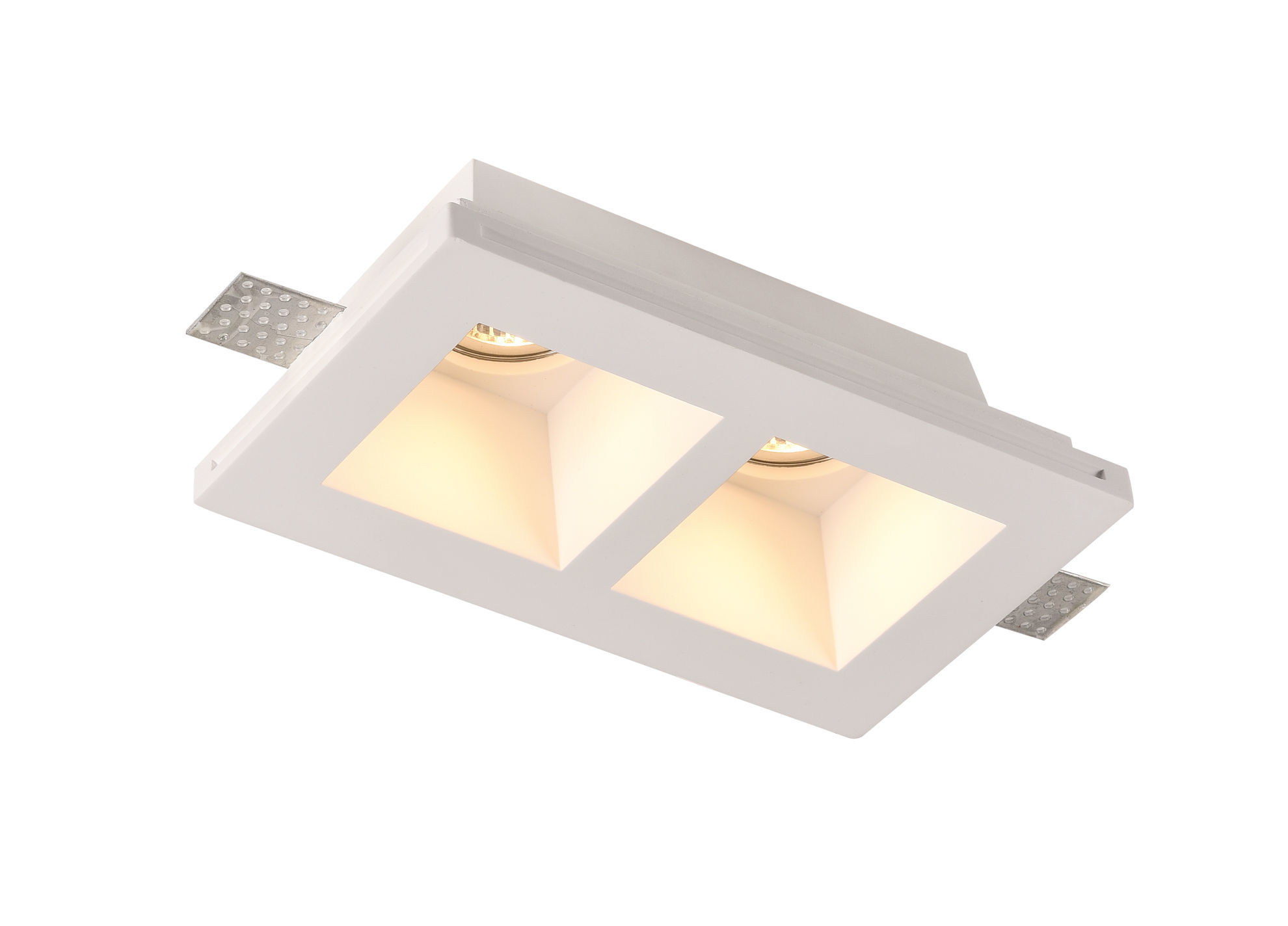 Βάση Σποτ Γύψινη Χωνευτή Τετράγωνη 2xGU10