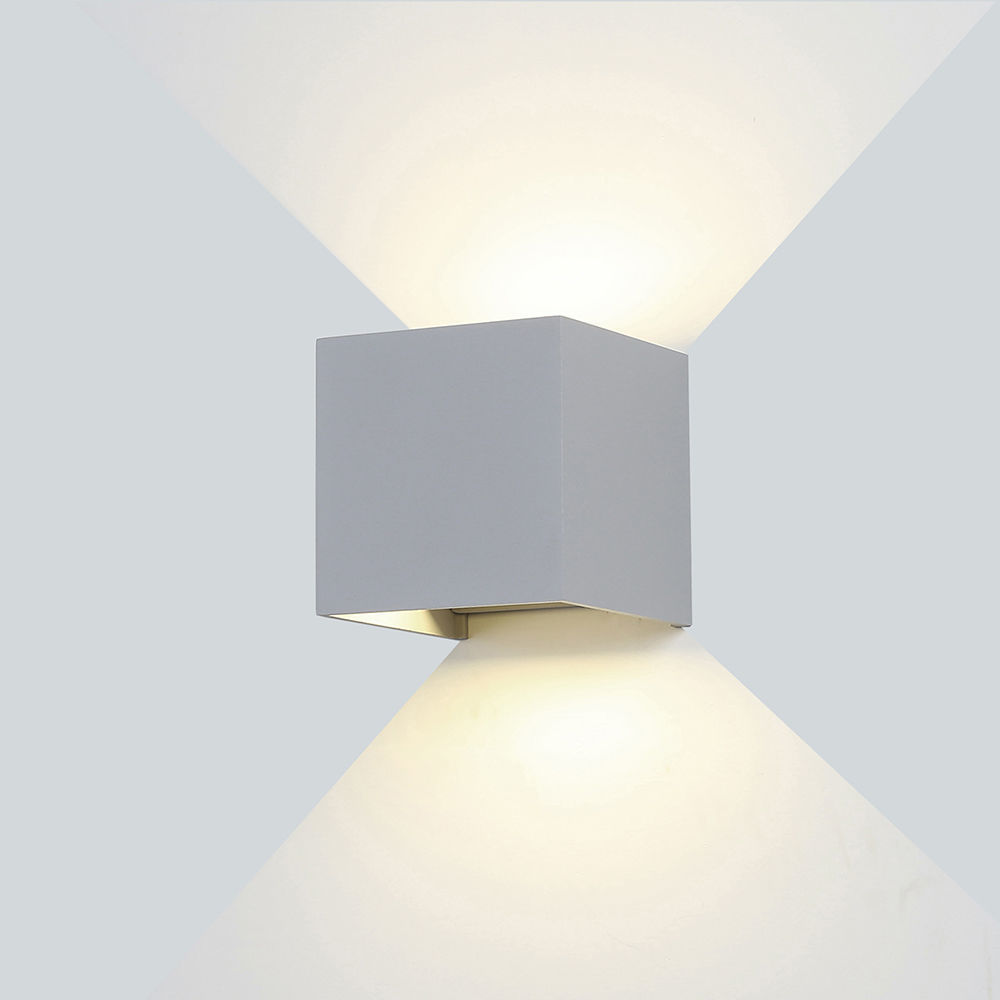 Led Επιτοίχιο Φωτιστικό Γκρί τετράγωνο 6W Θερμό Λευκό