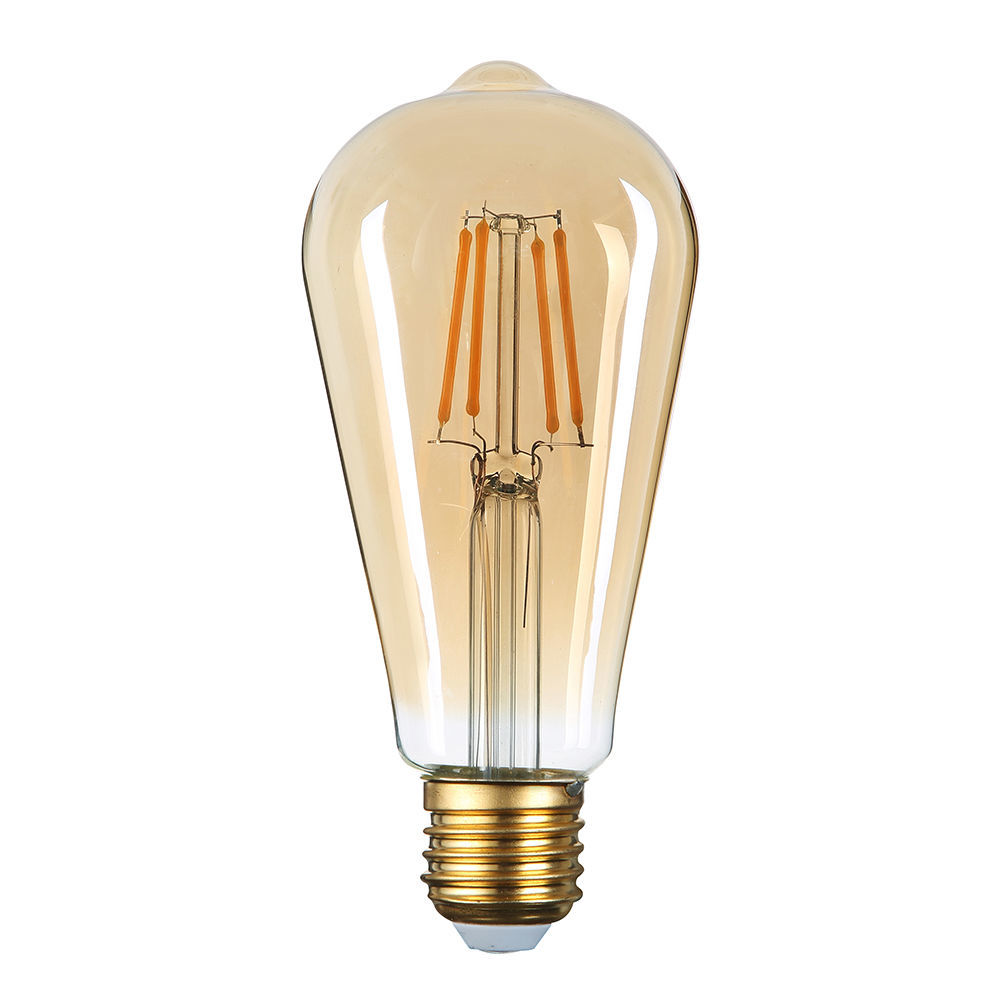 Led Λάμπα ST64 Golden Glass Dimmable 8Watt Θερμό Λευκό