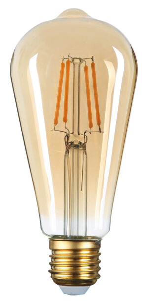 Led Λάμπα ST64 Golden Glass  6Watt Θερμό Λευκό