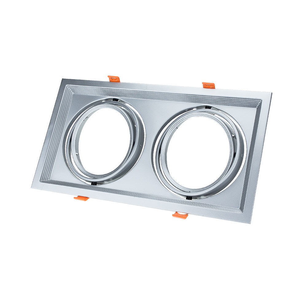 Βάση Σποτ Διπλή AR111Τετράγωνο Κινητό Νίκελ Ματ