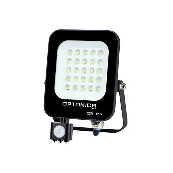 Προβολέας LED SMD Μαύρος IP65 με Ανιχνευτή Κίνησης 20W Θερμό Λευκό