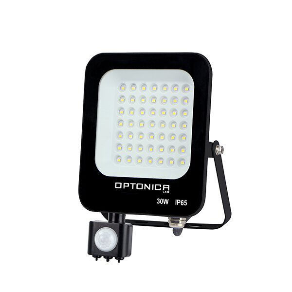 Προβολέας LED SMD Μαύρος IP65 με Ανιχνευτή Κίνησης 30W Ψυχρό Λευκό