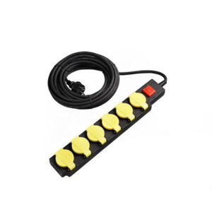 Πολύμπριζο IP44 6 Θέσεων Μαύρο με Διακόπτη, Καλώδιο 10 m