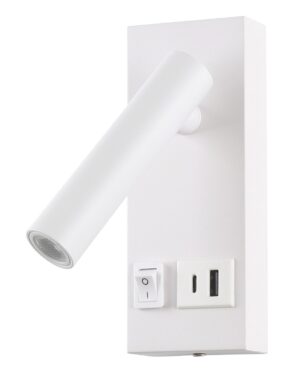 Led Φωτιστικό Επίπλων Λευκό 2W με διακόπτη+ Θύρες USB Φυσικό Λευκό