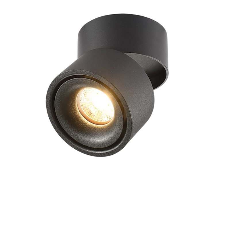 Led Εξωτερικό Περιστρεφόμενο Cob Φωτιστικό Μαύρο 12W με BRIDGELUX-CHIP Θερμό Λευκό