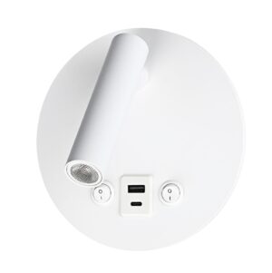 Led Φωτιστικό Επίπλων Χωνευτό Λευκό 8W με διακόπτη+ Θύρες USB Φυσικό Λευκό