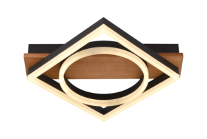 Φωτιστικό Οροφής Led 44W Μαύρο/Τύπου Ξύλινο Σώμα CCT + Τηλεχειριστήριο