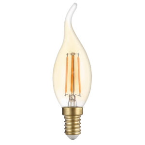 Led Κερί Φλόγα C35 E14 Filament Gold GlassDimmable 4Watt Θερμό Λευκό