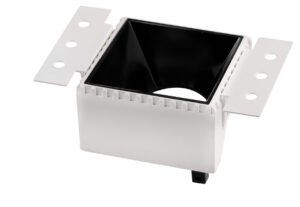 Βάση Σποτ Τετράγωνη Αλουμινίου Χωνευτή GU10 Λευκή με Μαύρο Κάτοπτρο