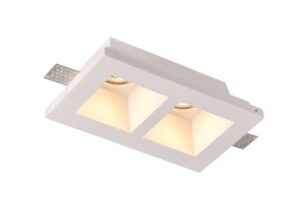 Βάση Σποτ Γύψινη Χωνευτή Τετράγωνη 2xGU10