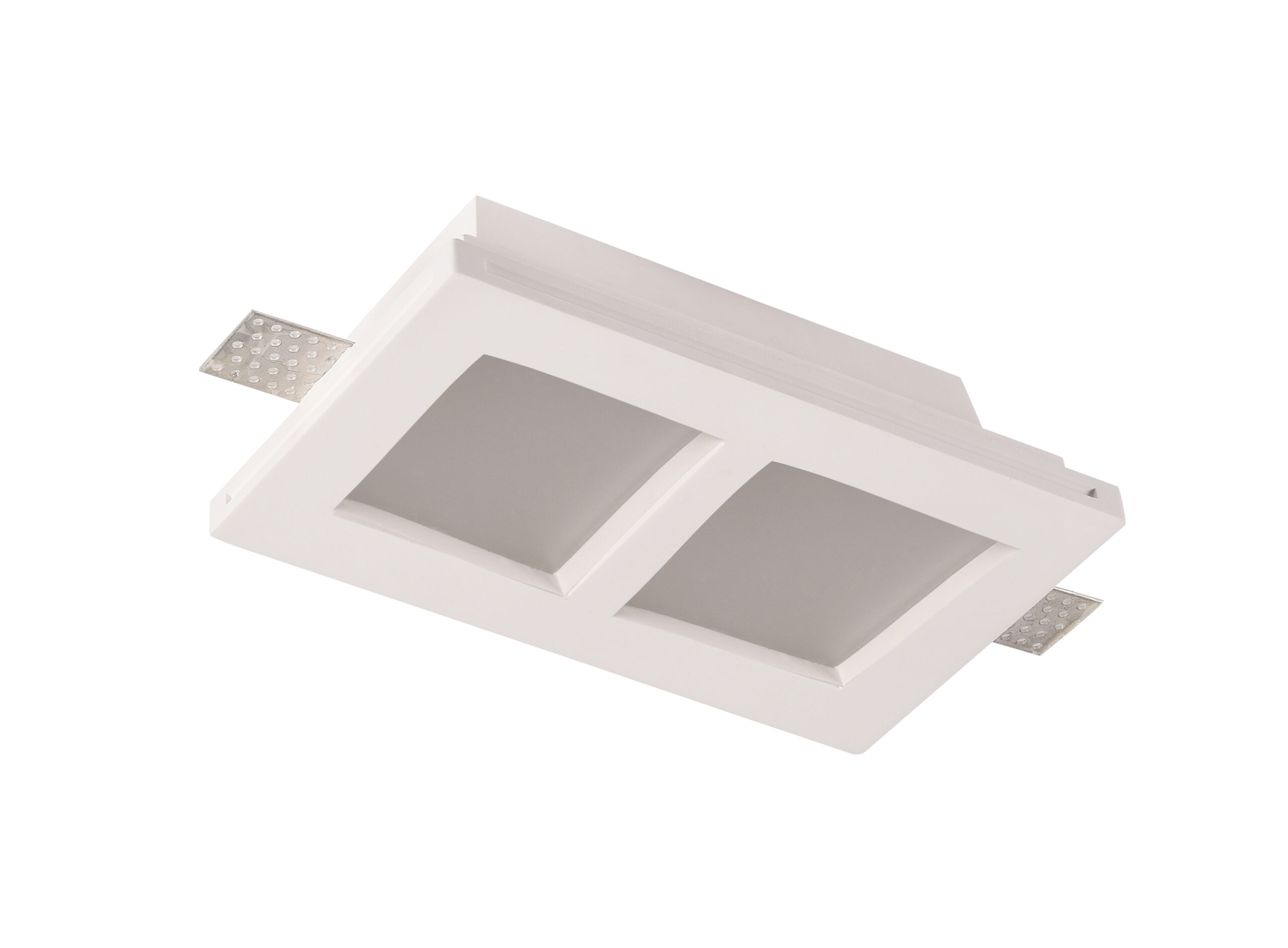 Βάση Σποτ Γύψινη Χωνευτή Τετράγωνη 2xGU10 με Ματ Γυαλί