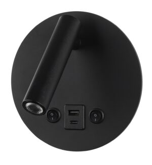 Led Φωτιστικό Επίπλων Χωνευτό Μαύρο 8W με διακόπτη+ Θύρες USB Φυσικό Λευκό