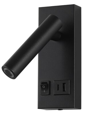 Led Φωτιστικό Επίπλων Μαύρο 2W με διακόπτη+ Θύρες USB Θερμό Λευκό