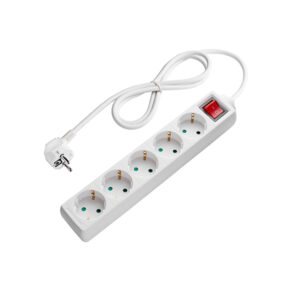 Πολύμπριζο 5 Θέσεων Λευκό με Διακόπτη, Καλώδιο 1.5 m