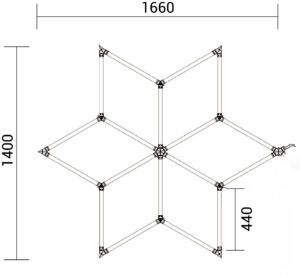 Hexagon Series Set 6 Αστέρι 126W (Με αξεσουάρ εγκατάστασης) Ψυχρό Λευκό