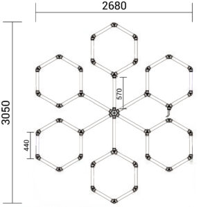 Hexagon Series Set 6 Νιφαδα 306W (Με αξεσουάρ εγκατάστασης) Ψυχρό Λευκό
