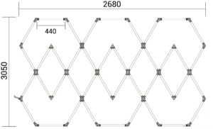 Hexagon Series Set 11 Πολύγωνο 428W (Με αξεσουάρ εγκατάστασης) Ψυχρό Λευκό