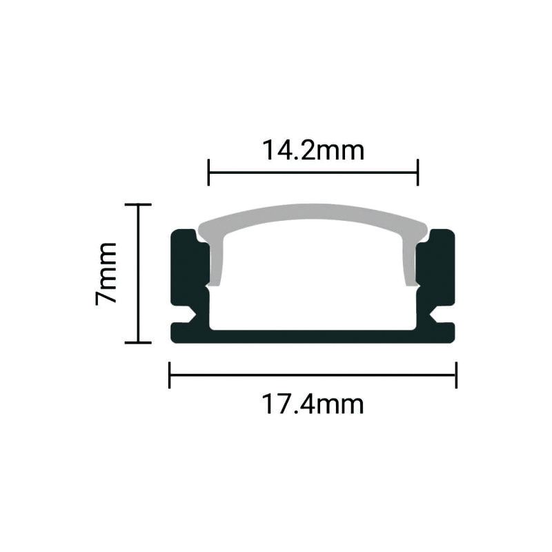 EuroSpot Προφίλ Αλουμινίου Μαύρο Ταινίας Led L=2m 17.4x7mm NW=12.4mm Μαύρο Κάλυμμα - Image 2