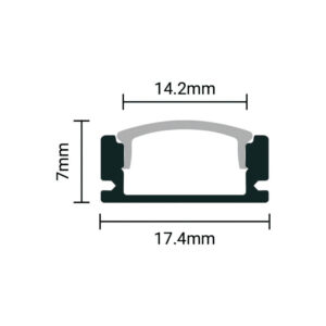 EuroSpot Προφίλ Αλουμινίου Λευκό Ταινίας Led L=2m 17.4x7mm NW=12.4mm Γαλακτερό Κάλυμμα