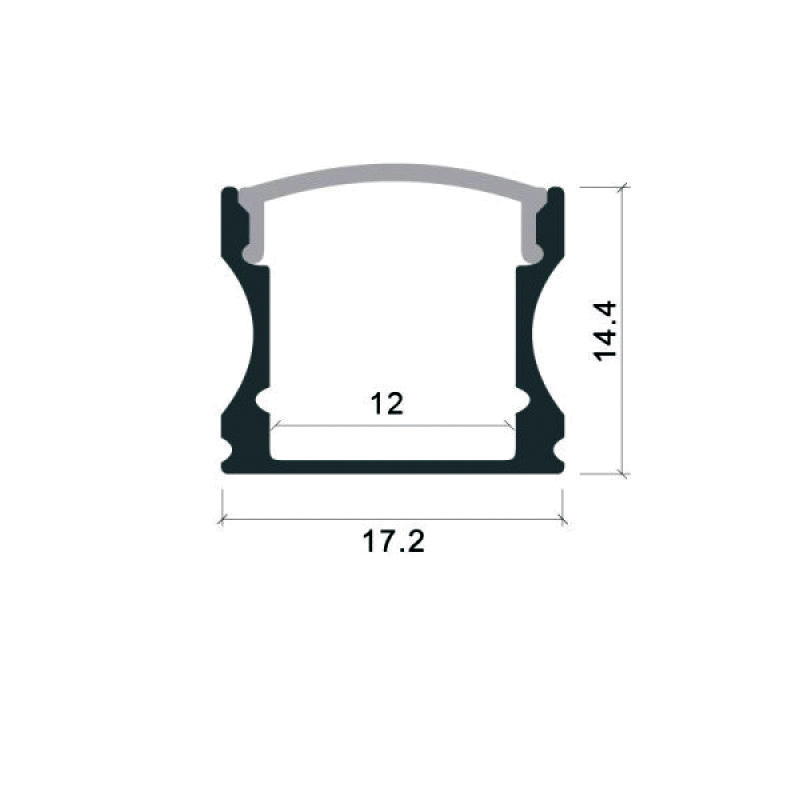EuroSpot Προφίλ Αλουμινίου Ασημί Ταινίας Led L=2m 17.2x14.4mm NW=12mm Γαλακτερό Κάλυμμα - Image 2