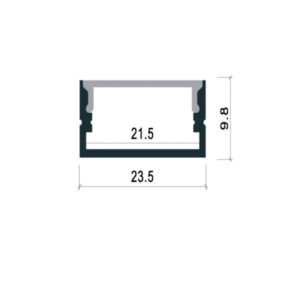 EuroSpot Προφίλ Αλουμινίου Ασημί Για Led Ταινίες L=2m 23.5x9.8mm NW=21.5mm Γαλακτερό Κάλυμμα