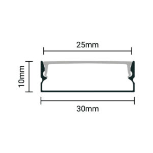 EuroSpot Προφίλ Αλουμινίου Μαύρο Για Led Ταινίες L=2m 30x10mm NW=25mm Μαύρο Κάλυμμα