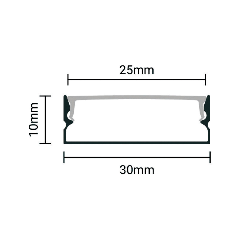 EuroSpot Προφίλ Αλουμινίου Μαύρο Για Led Ταινίες L=2m 30x10mm NW=25mm Μαύρο Κάλυμμα - Image 2