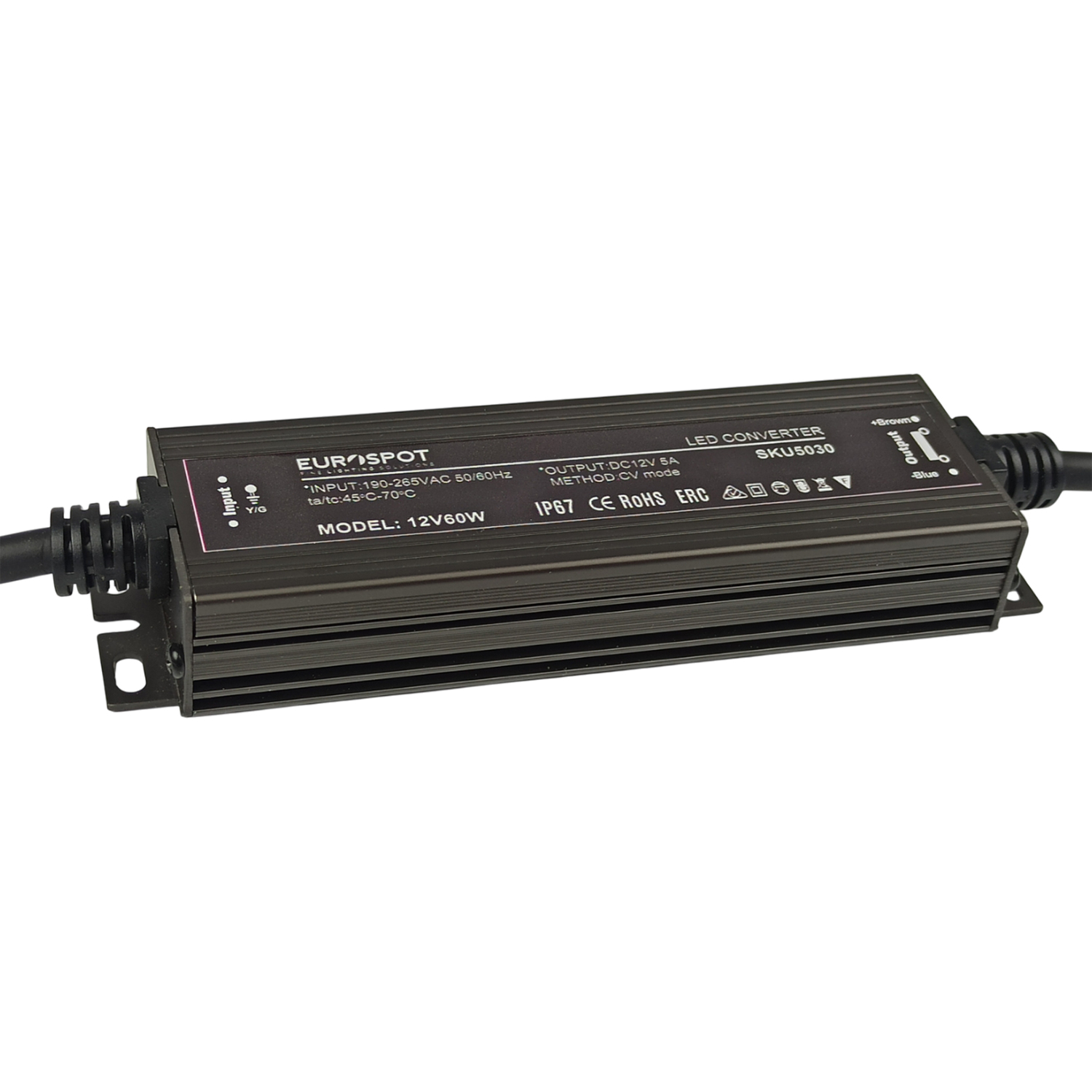 Eurospot Στεγανό IP67 Τροφοδοτικό Led Αλουμινίου 12V 60W - Image 2