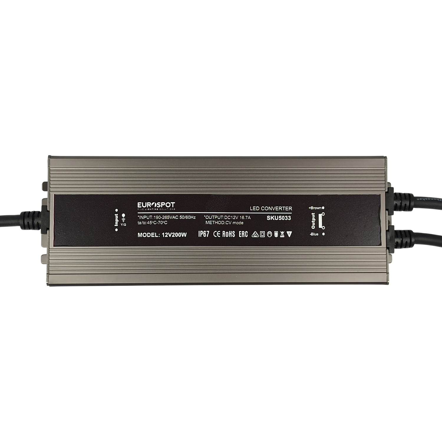 Eurospot Στεγανό IP67 Τροφοδοτικό Led Αλουμινίου 12V 200W