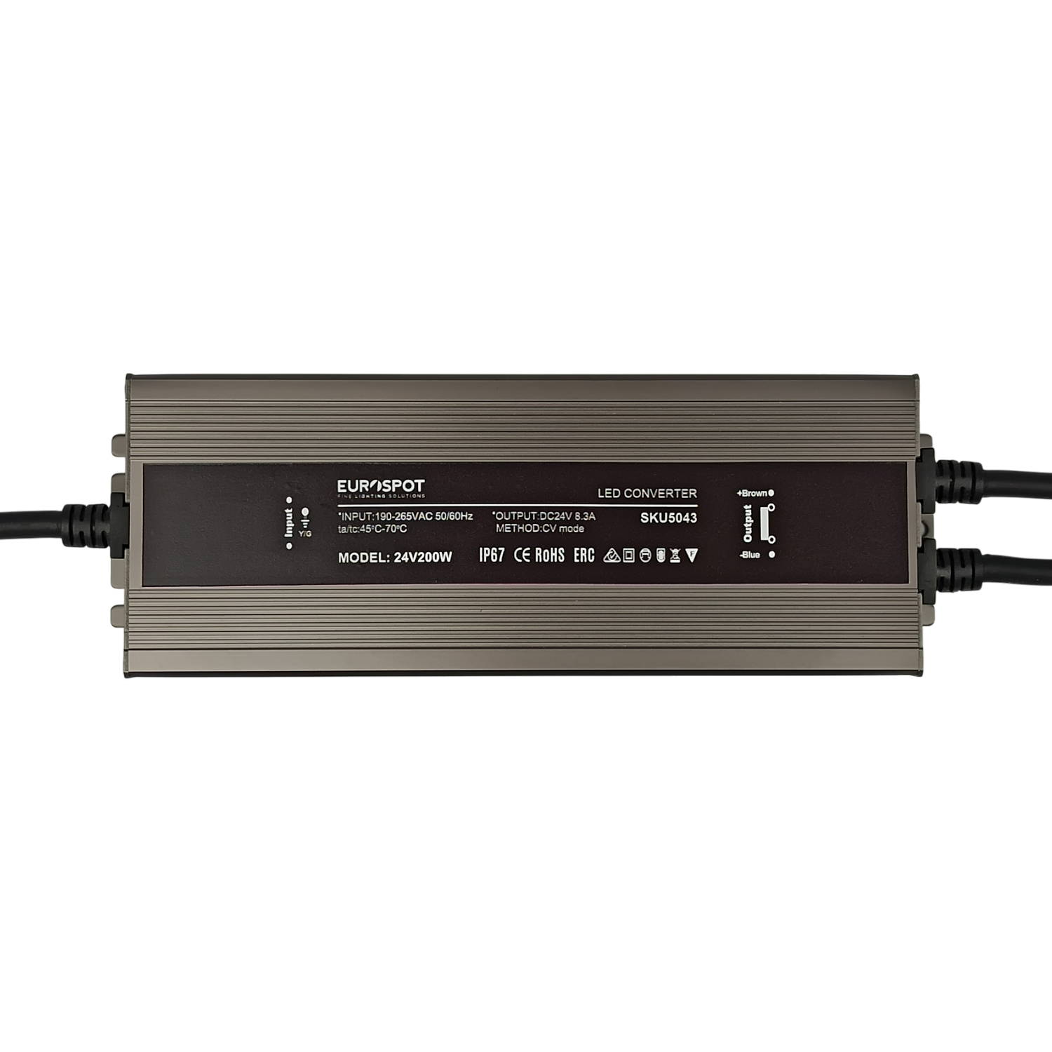 Eurospot Στεγανό IP67 Τροφοδοτικό Led Αλουμινίου 24V 200W
