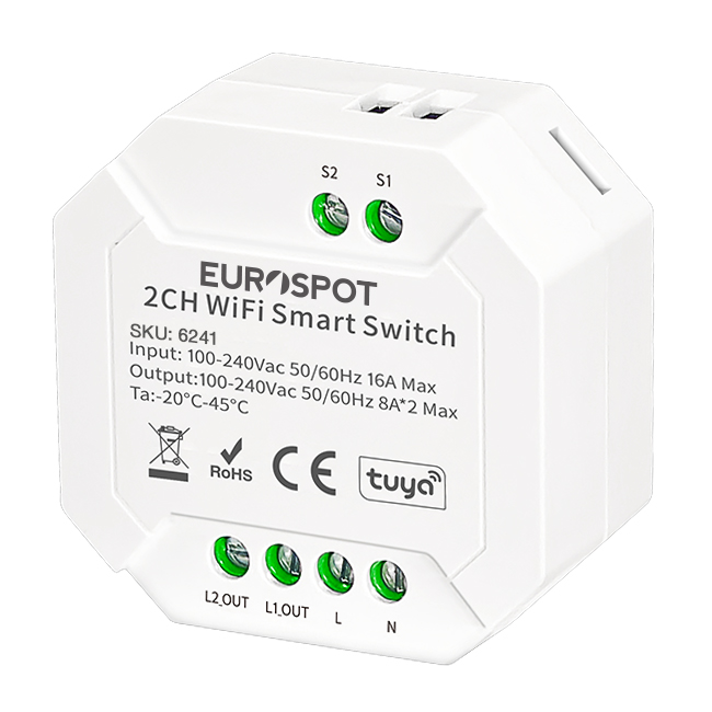 EuroSpot 2Channel Smart Switch Tuya WiFi 100-240V 2*8 A - Image 2