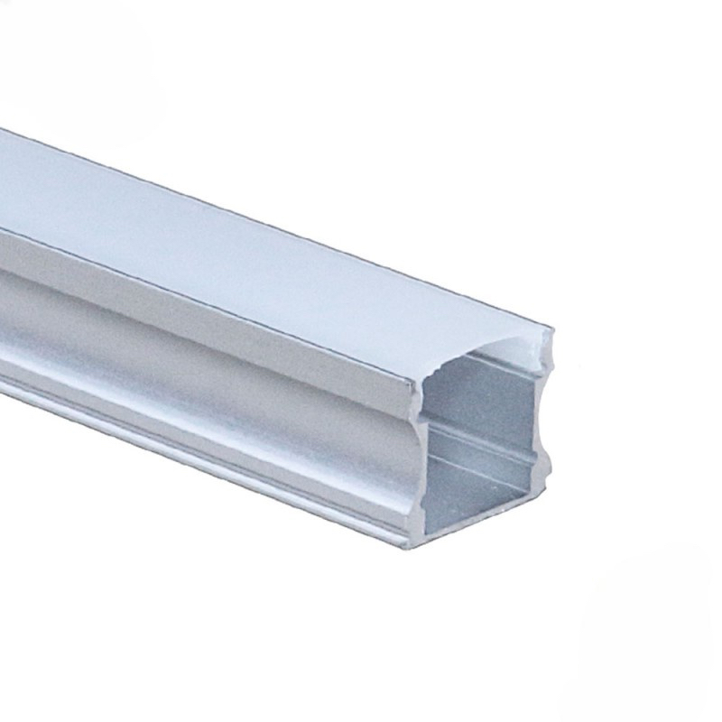 EuroSpot Προφίλ Αλουμινίου Ασημί Ταινίας Led L=2m 17.2x14.4mm NW=12mm Γαλακτερό Κάλυμμα
