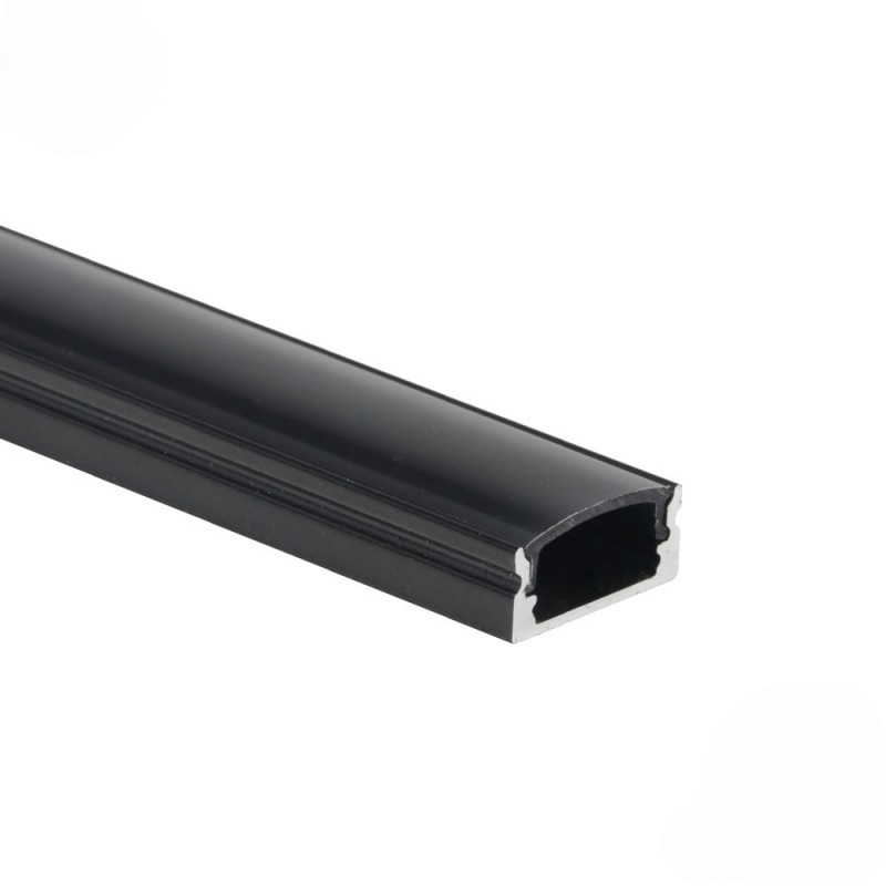 EuroSpot Προφίλ Αλουμινίου Μαύρο Ταινίας Led L=2m 17.4x7mm NW=12.4mm Μαύρο Κάλυμμα