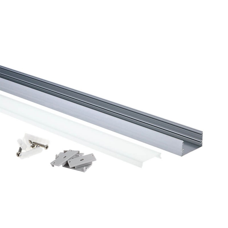EuroSpot Προφίλ Αλουμινίου Ασημί Για Led Ταινίες L=2m 40x20mm NW=31mm Γαλακτερό Κάλυμμα - Image 3