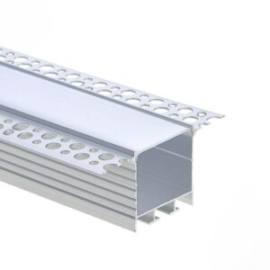 EuroSpot Προφίλ Αλουμινίου Γυψοσανίδας Για Led Ταινίες Ασημί L=2m 71.5x35mm NW=31mm Γαλακτερό Κάλυμμα